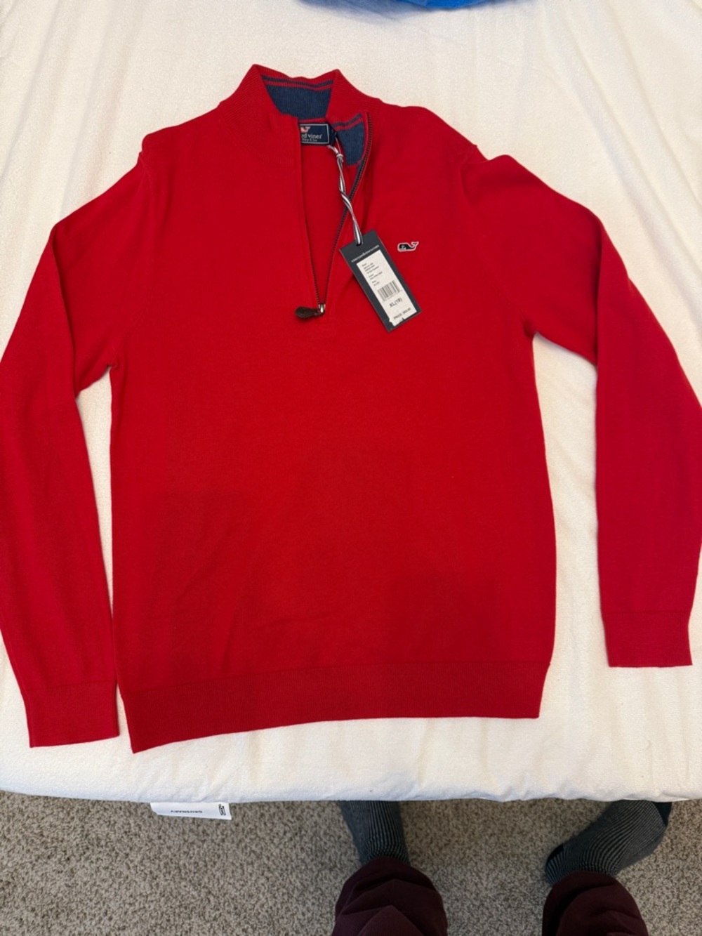 Vineyard Vines Men’s Bright Red Half-Zip Pullover Sweater